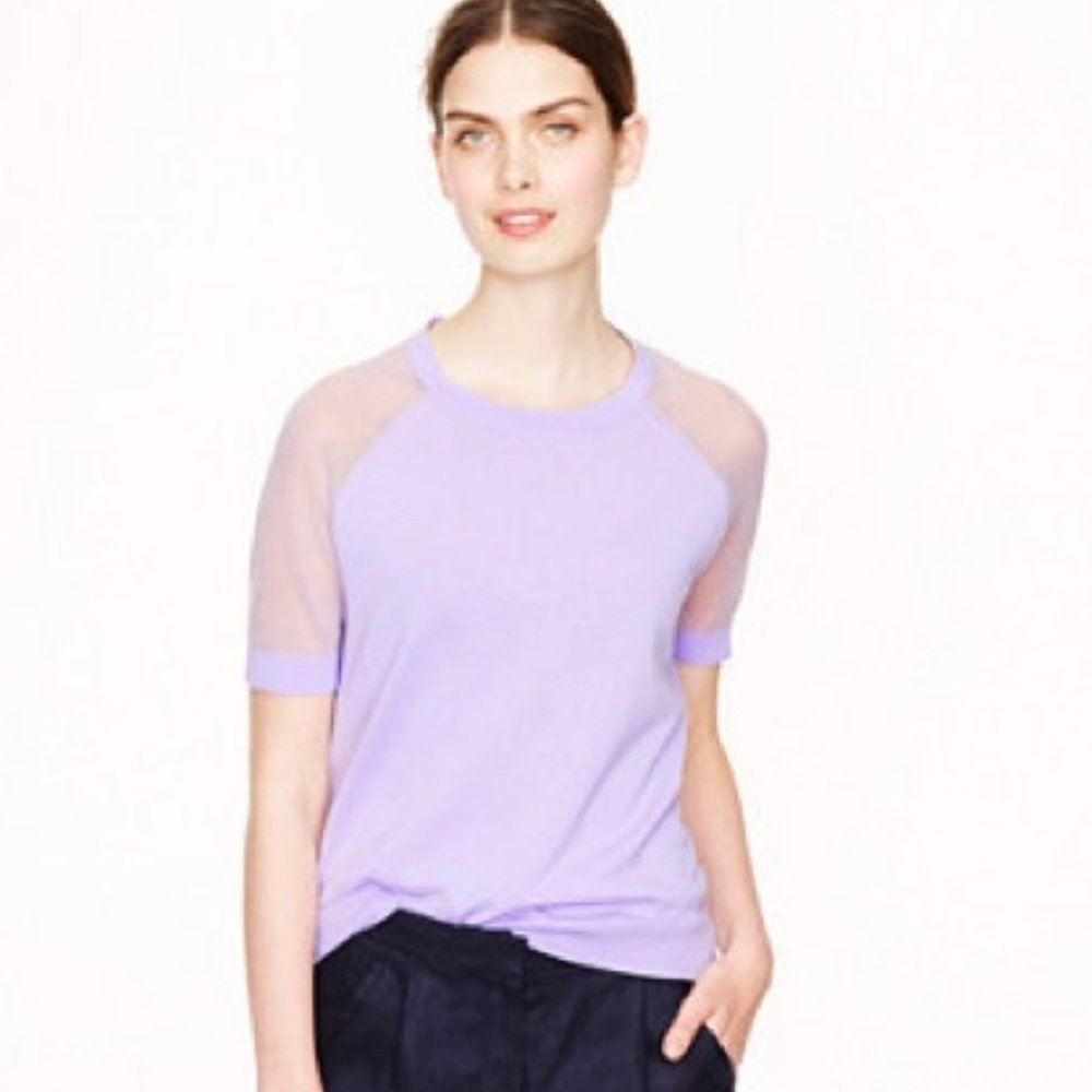 J. Crew lavender mesh sleeve Shirt